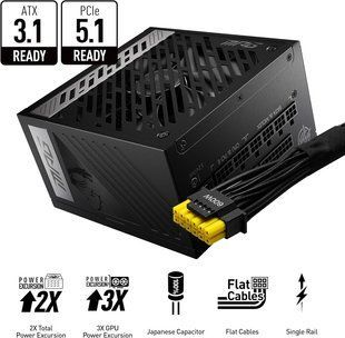 MSI MPG A850G PCIE5 блок живлення 850 Вт 20+4 pin ATX ATX Чорний